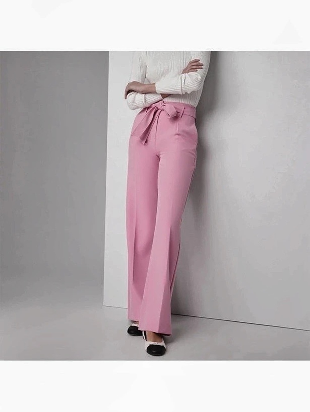 White House Black Market Wide Leg Belted Pants in Pink Size 10